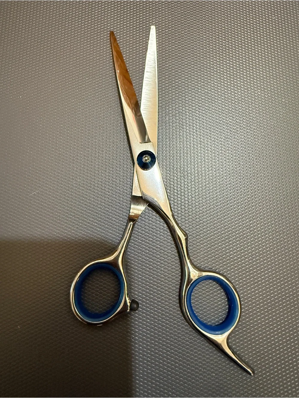 Professional Stainless Steel Men's Grooming Scissors - Blue Accents